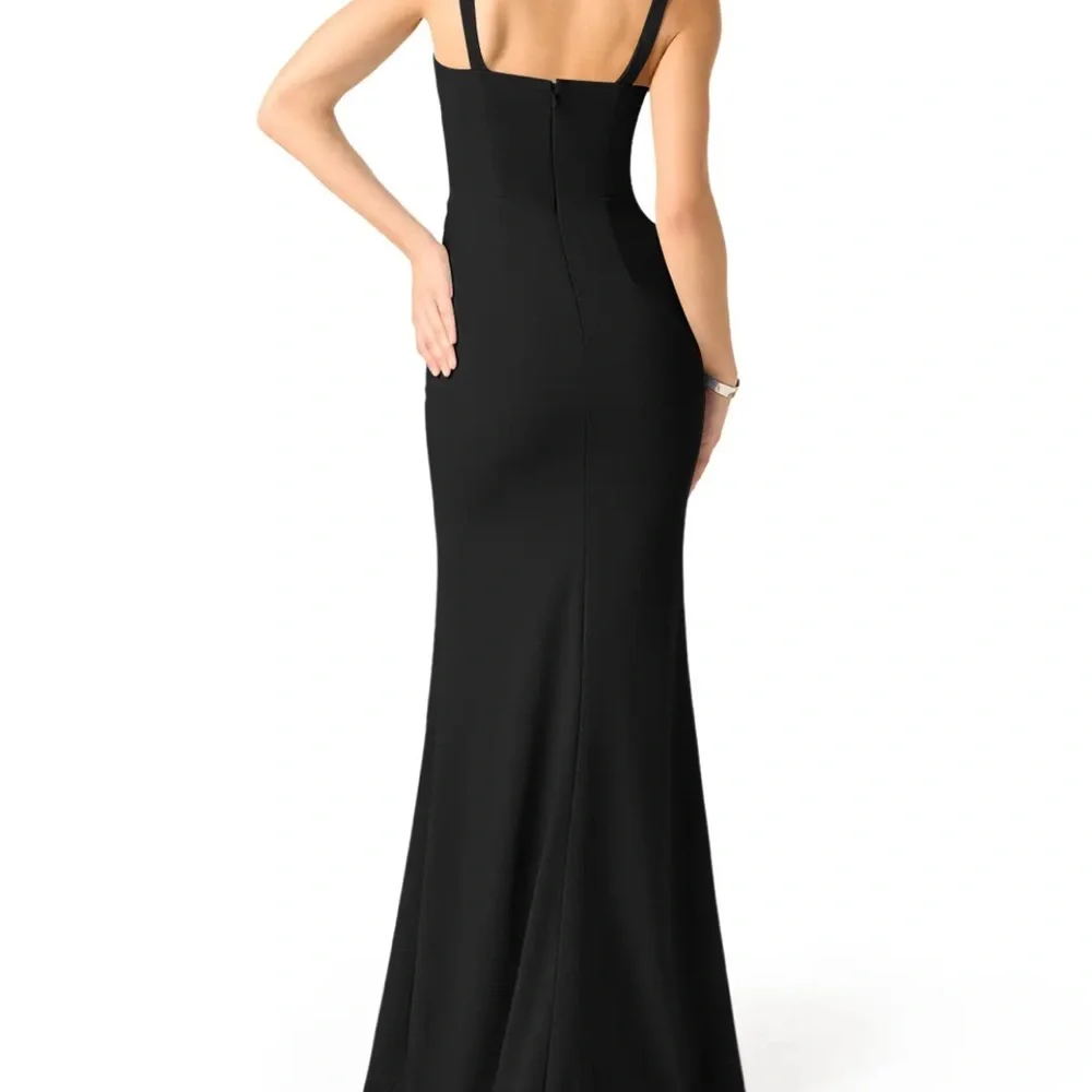 Azazie Black Sleeveless Square Neck Maxi Dress - Picture 2 of 2